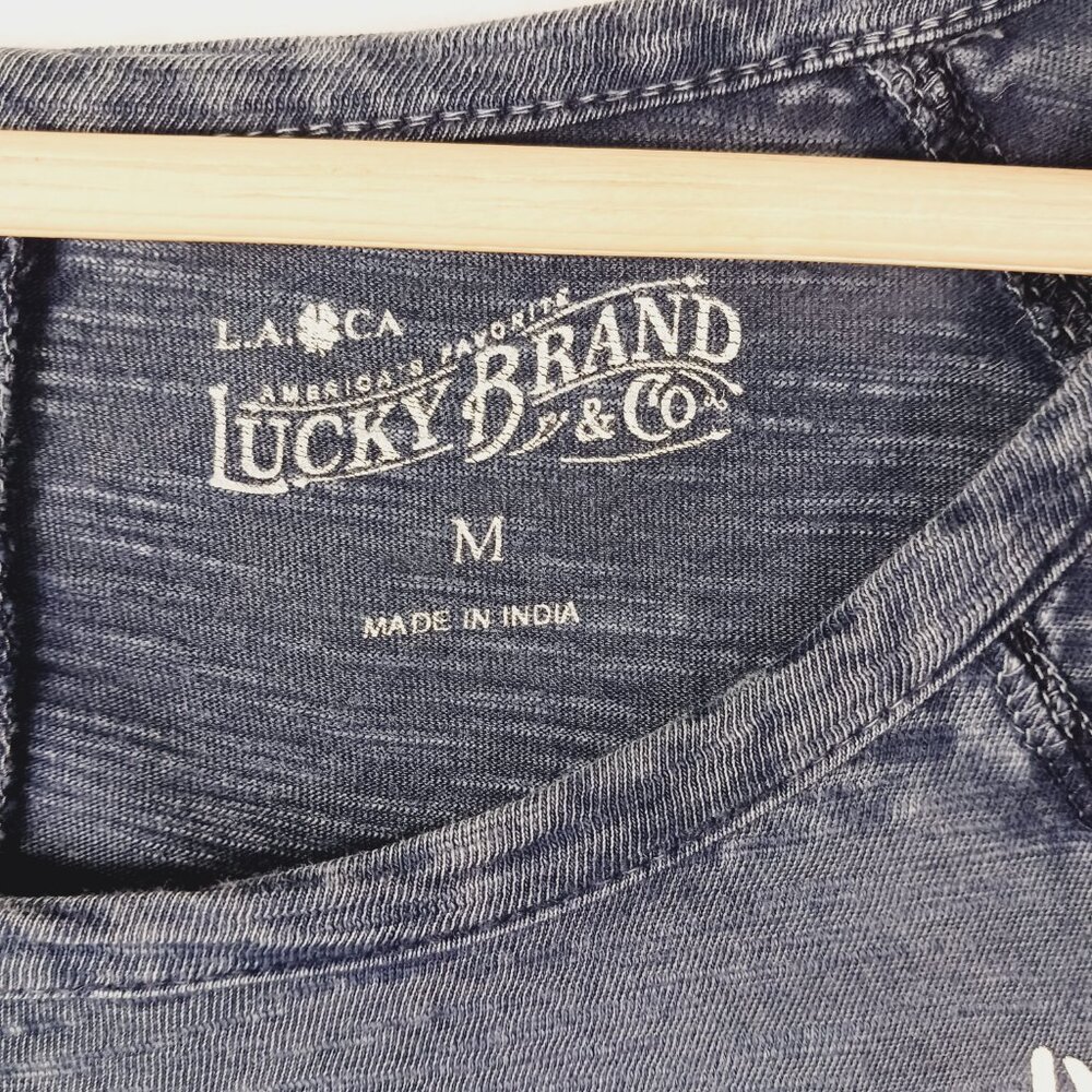 Lucky Brand, Western, Steer Skull, Navy, 3/4 Sleeve  Cotton Tee,  Medium - Picture 2 of 16